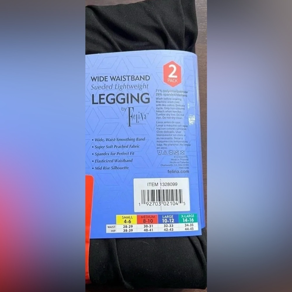 ***NWT*** 2 Pack Women’s Sueded Lightweight Leggings by Felina-Solid Bla… - Picture 2 of 3